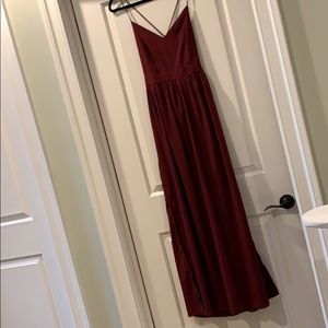 TOBI Burgundy Open Back Maxi Dress